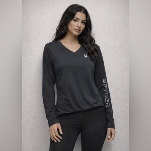 Spyder Women's Black V-Neck Long Sleeve Tee